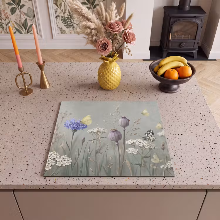 Inductie beschermer - Vlinders - Wildbloemen - Illustratie - Kleurrijk — 2