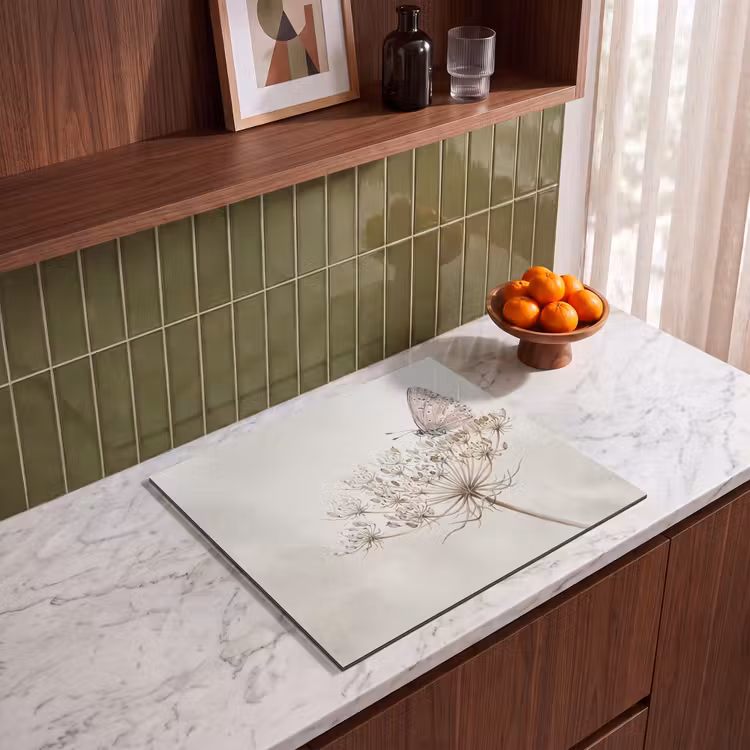 Inductie beschermer - Vlinder - Bloem -Natuur - Beige — 8