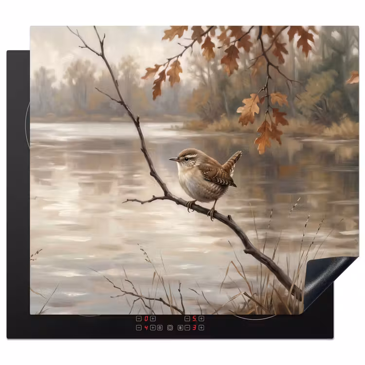Inductie beschermer - Winterkoninkje - Tak - Rivier - Natuur - Sfeervol