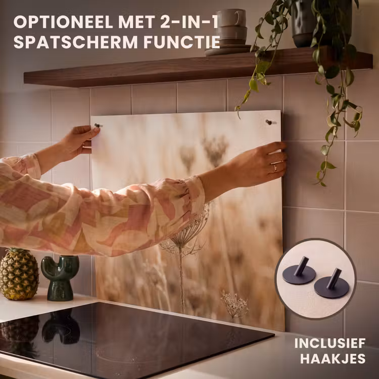 Inductie beschermer - Schermbloem - Droogbloem - Winter - Beige - Minimalistisch — 10