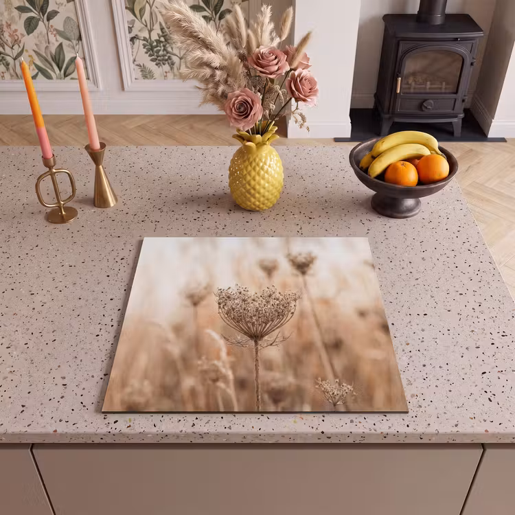 Inductie beschermer - Schermbloem - Droogbloem - Winter - Beige - Minimalistisch — 2