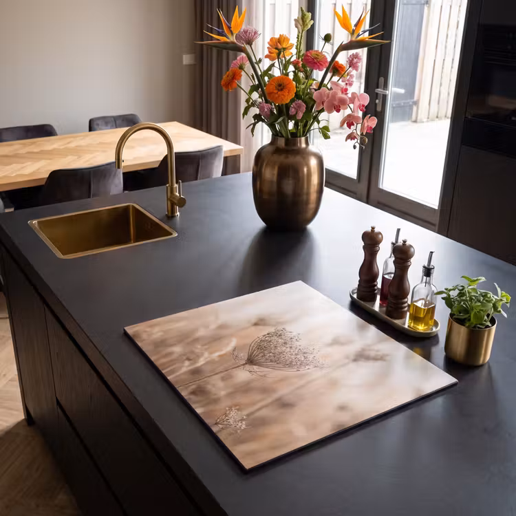 Inductie beschermer - Schermbloem - Droogbloem - Winter - Beige - Minimalistisch — 5