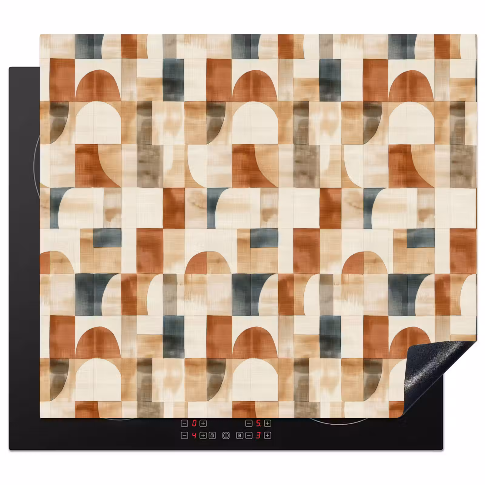 Inductie beschermer - Terracotta - Geometrisch - Aquarel - Textuur — 1