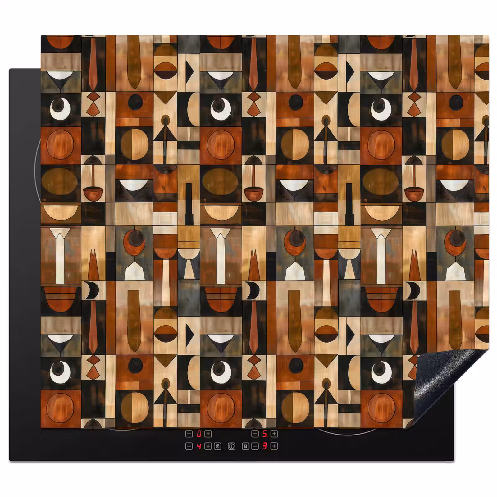 Inductie beschermer - Terracotta - Geometrisch - Mid-Century - Patroon — 1