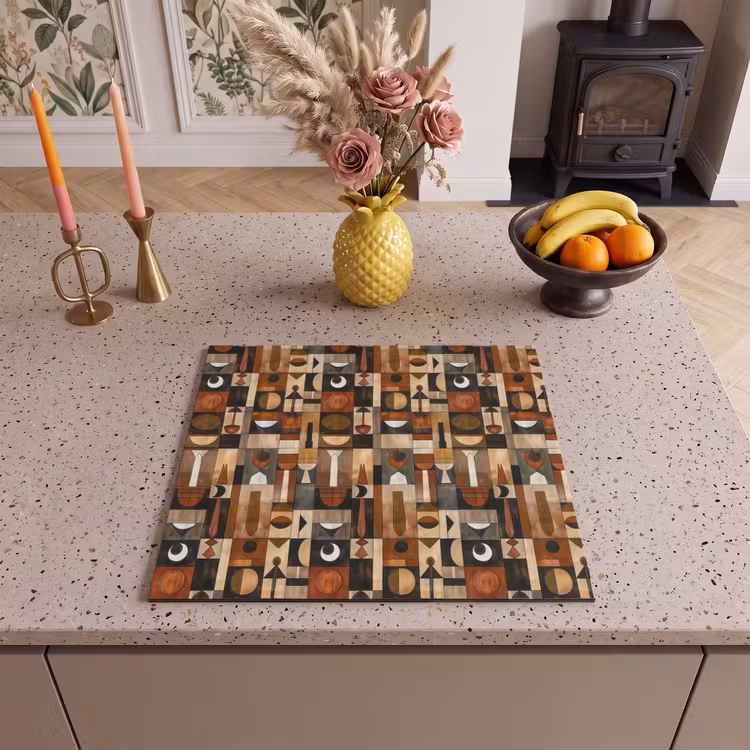 Inductie beschermer - Terracotta - Geometrisch - Mid-Century - Patroon — 2