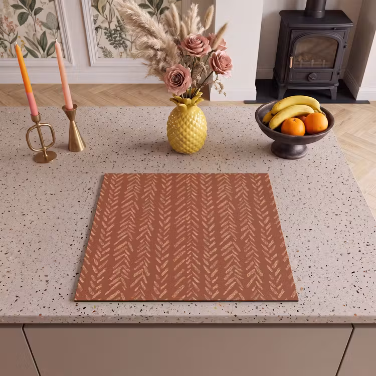 Inductie beschermer - Terracotta - Visgraat - Ambachtelijk - Patroon — 2