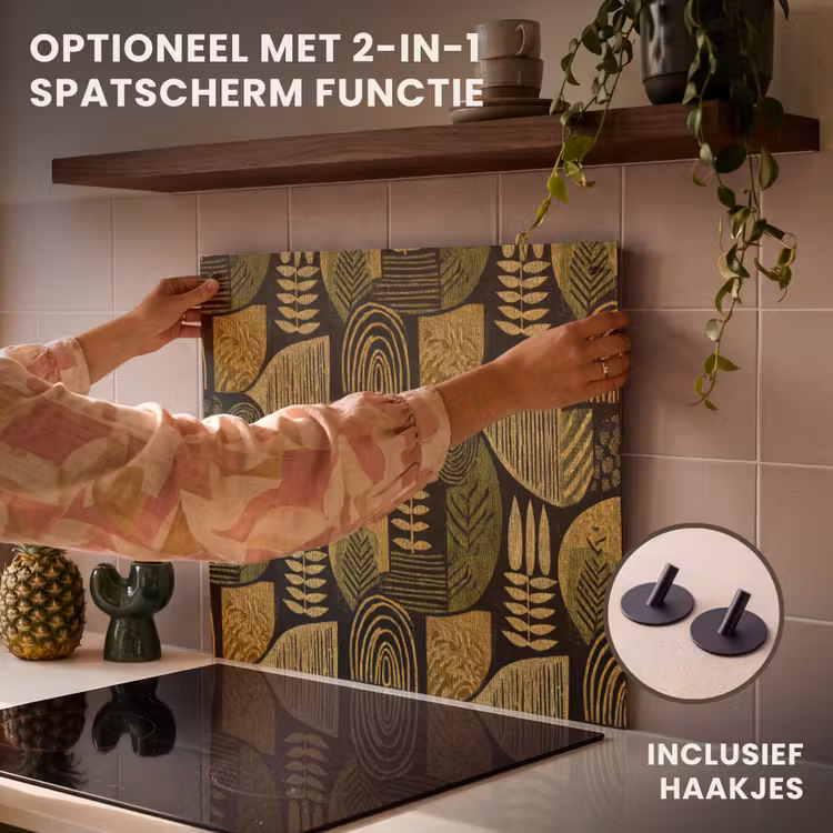 Inductie beschermer - Zwart - Okergeel - Botanisch - Textuur — 10