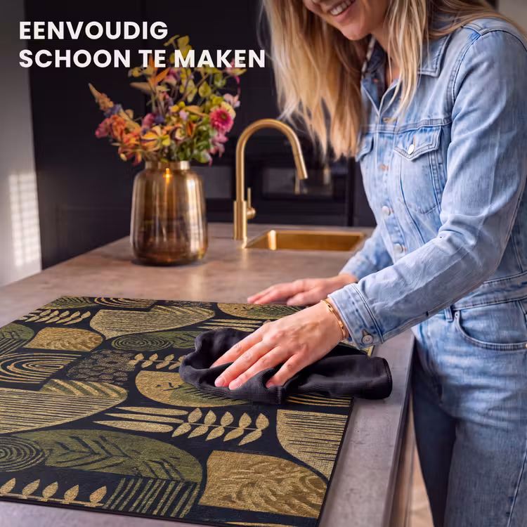 Inductie beschermer - Zwart - Okergeel - Botanisch - Textuur — 6