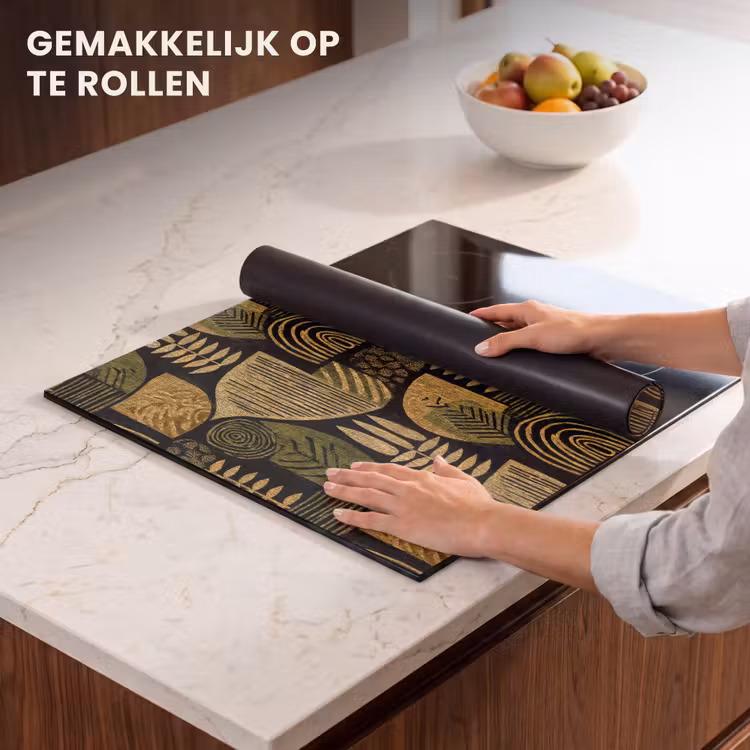 Inductie beschermer - Zwart - Okergeel - Botanisch - Textuur — 7