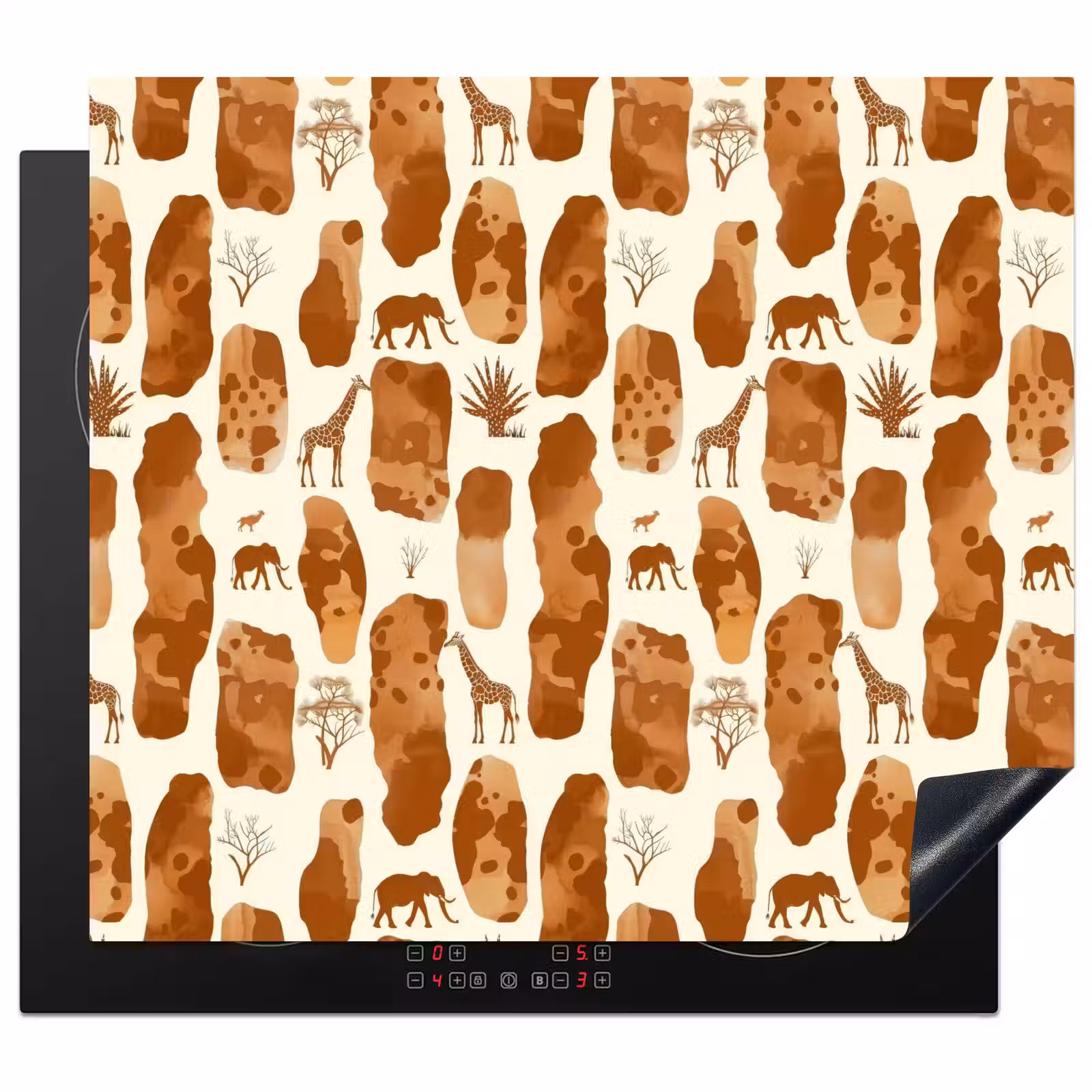 Inductie beschermer - Terracotta - Safari - Dieren - Patroon — 1