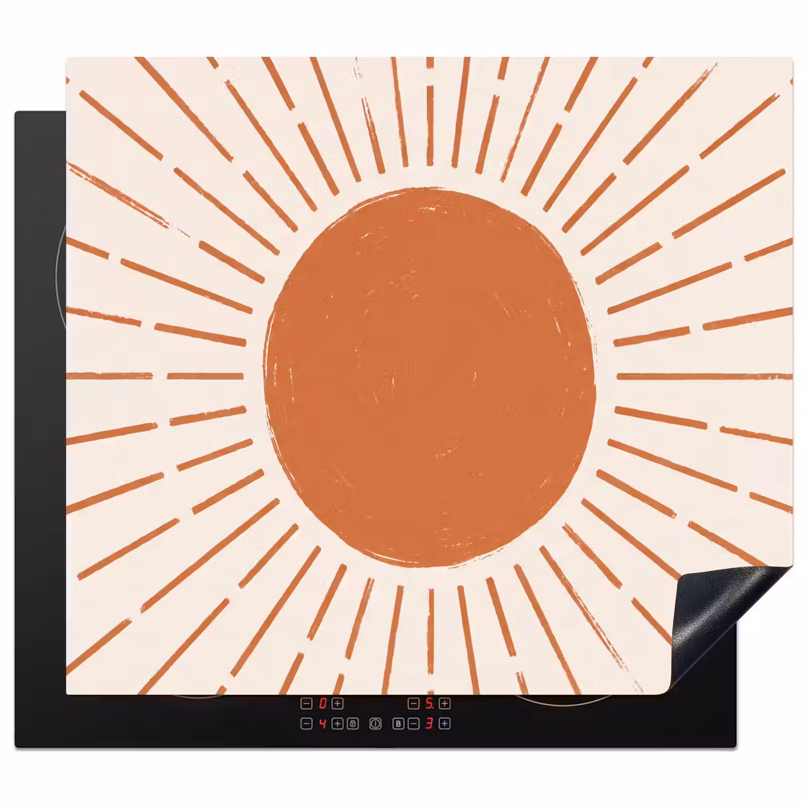 Inductie beschermer - Zon - Stralen - Abstract - Terracotta - Modern — 1