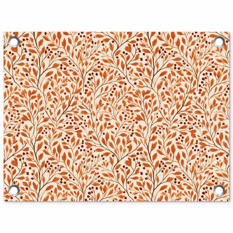 Tuinposter - Takken met Bessen Patroon Terracotta