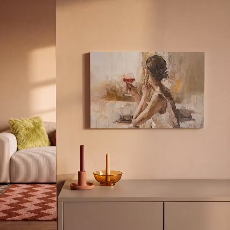 Canvas schilderij - Olieverf - Vrouw - Wijn — 2
