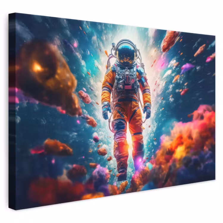 Canvas schilderij - Astronaut - Neon - Meteoriet - Neon — 1