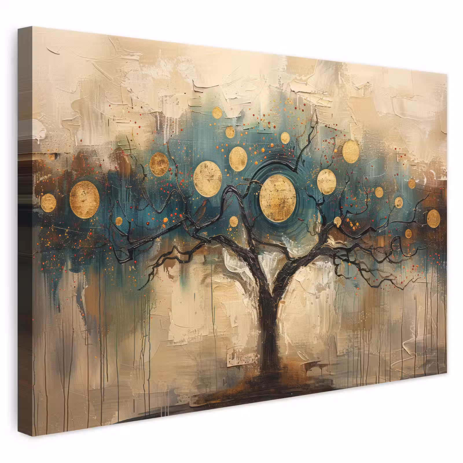 Canvas schilderij - Boom - Kunst - Maan - Watercolor — 1