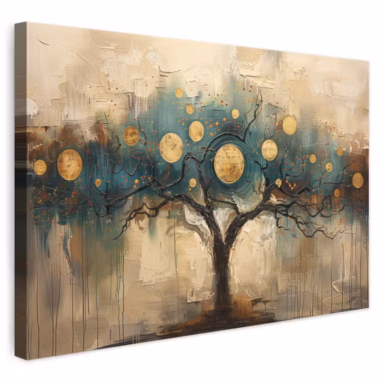 Canvas schilderij - Boom - Kunst - Maan - Watercolor — 1