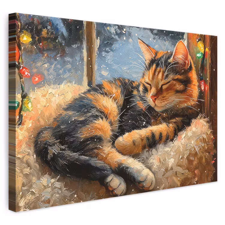 Canvas schilderij - Kat - Kerst - Winter - Dier — 1
