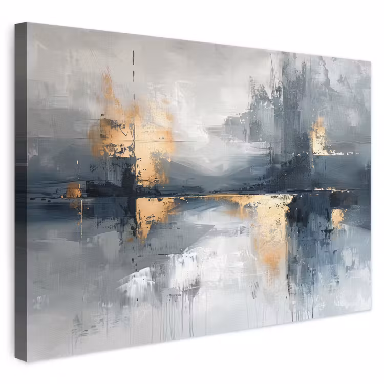 Canvas schilderij - Kunst - Grijs - Goud - Abstract — 1