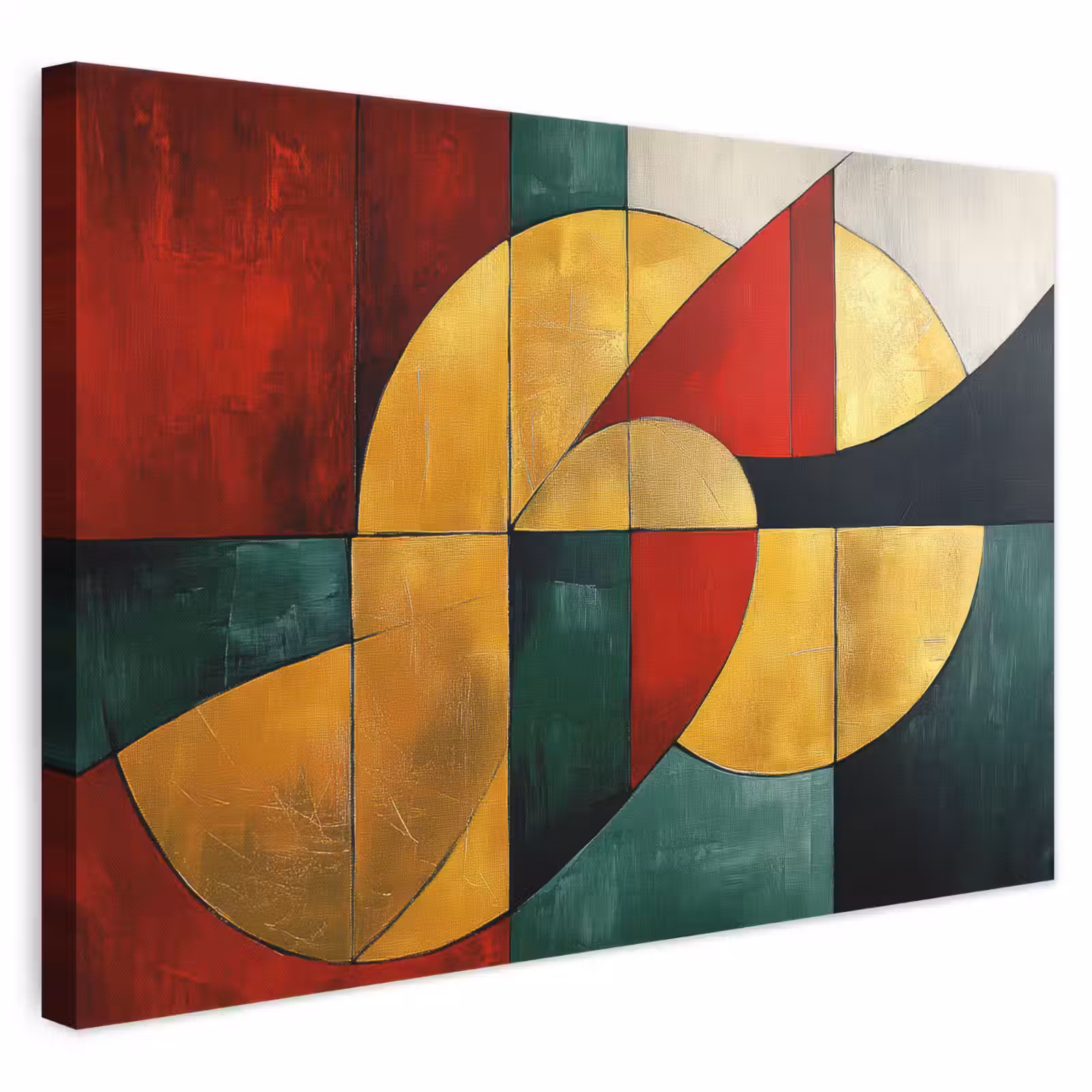 Canvas schilderij - Abstract - Kerst - Goud - Rood - Groen — 1