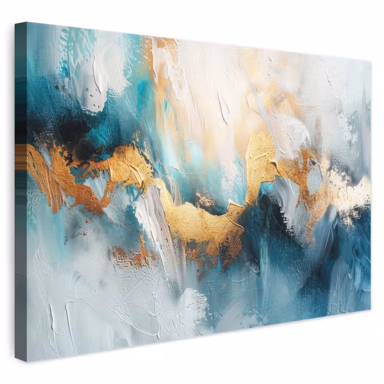 Canvas schilderij - Abstract - Kunst - Gold - Blauw — 1
