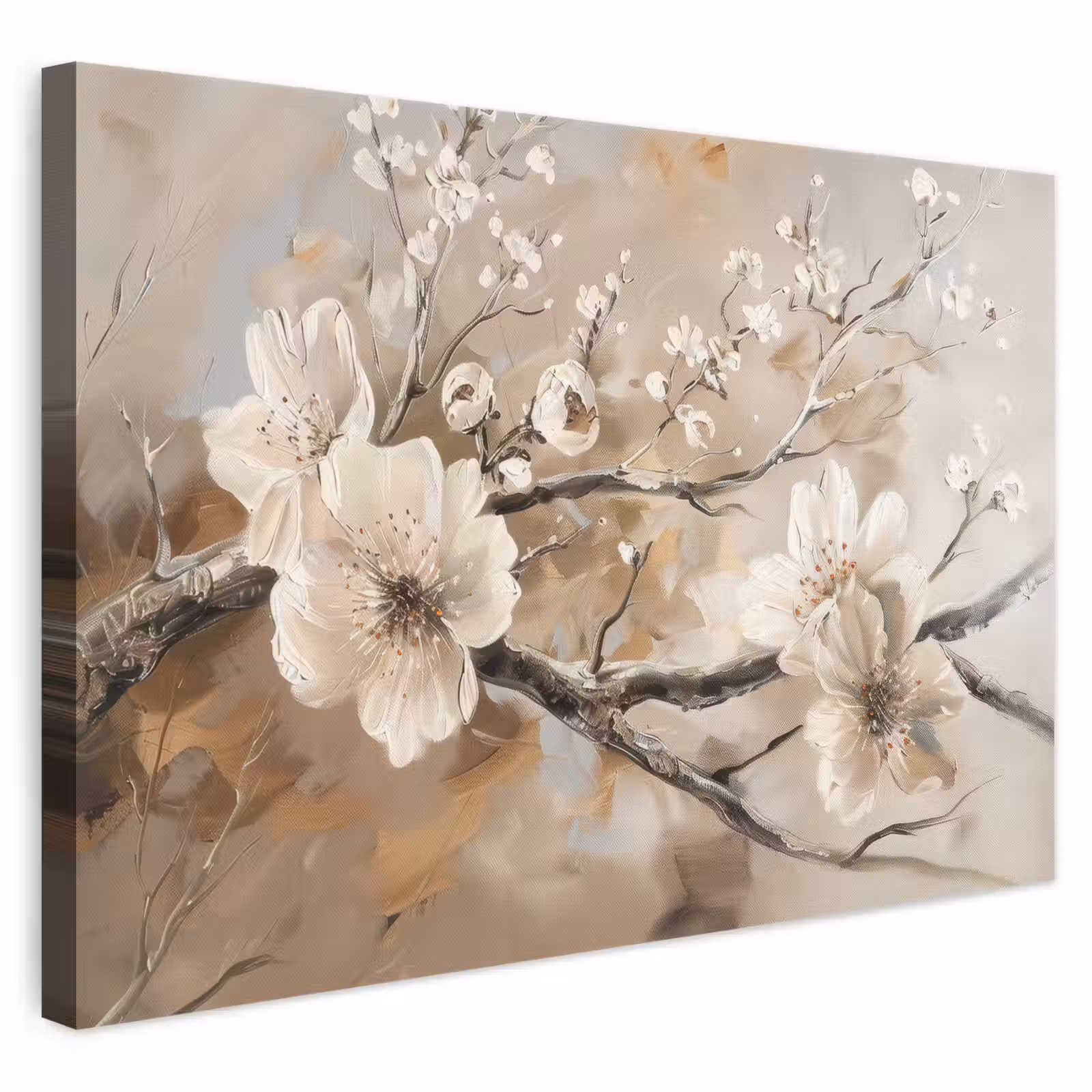 Canvas schilderij - Bloemen - Natuur - Wit - Bloesem - Abstract — 1