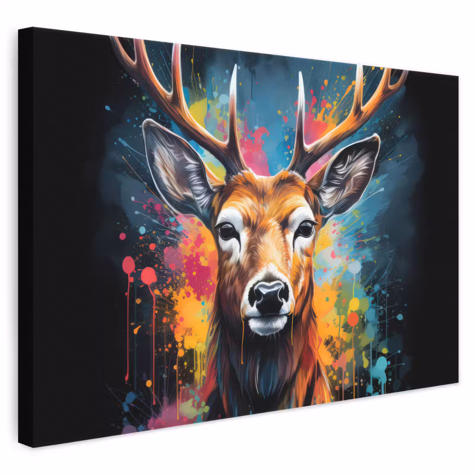 Canvas schilderij - Hert - Graffiti - Dieren - Kleuren — 1
