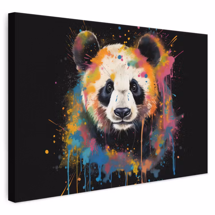 Canvas schilderij - Panda - Graffiti - Dieren - Zwart - Kleuren — 1