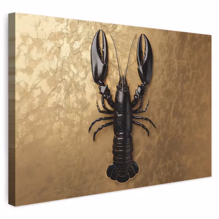 Canvas schilderij - Kreeft - Zwart - Goud - Luxe — 1