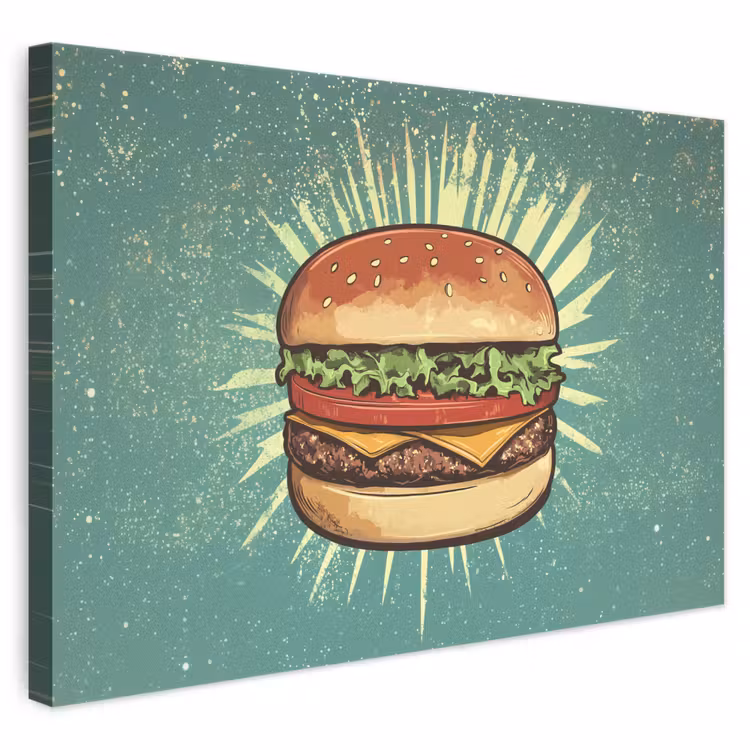 Canvas schilderij - Hamburger Retro Groen