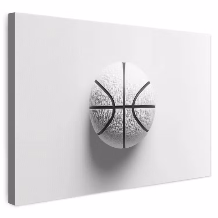 Canvas schilderij - Basketbal - Wit - Schaduw - Lijnen — 1