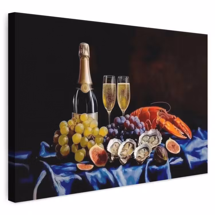 Canvas schilderij - Champagne - Luxe - Oesters — 1