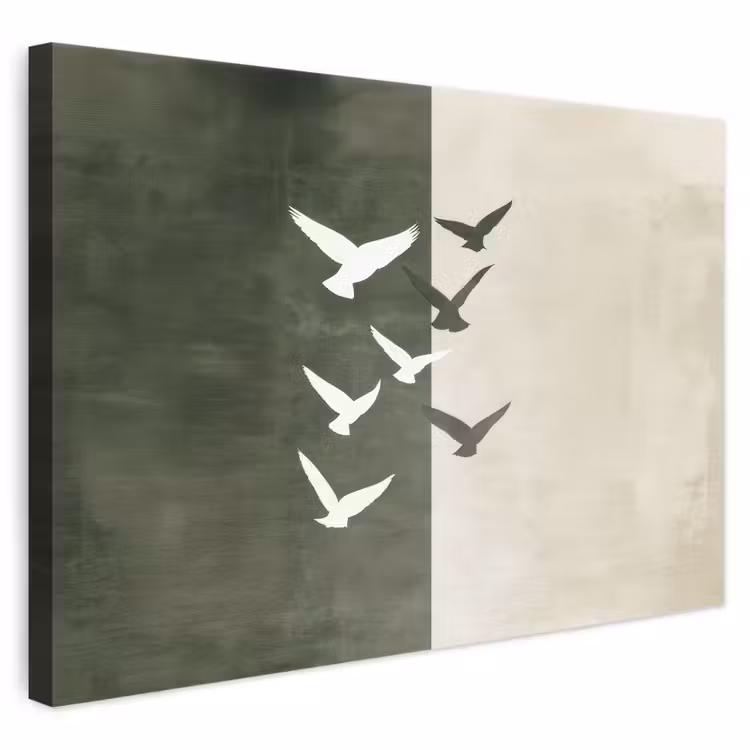 Canvas schilderij - Japandi - Vogel - Groen — 1