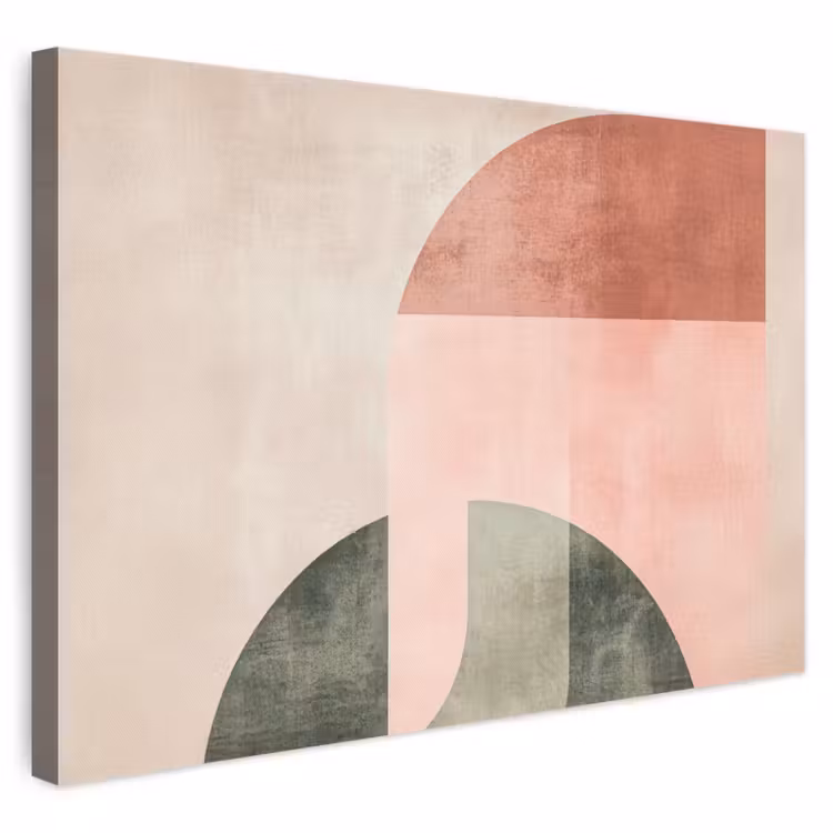 Canvas schilderij - Abstracte Geometrische Vormen Roze Saliegroen — 1