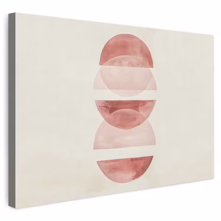 Canvas schilderij - Abstracte Halve Cirkels Oudroze — 1