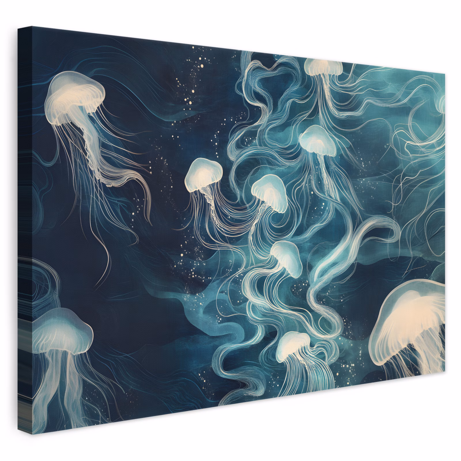 Canvas schilderij - Kwallen - Zee - Wit - Golven — 1