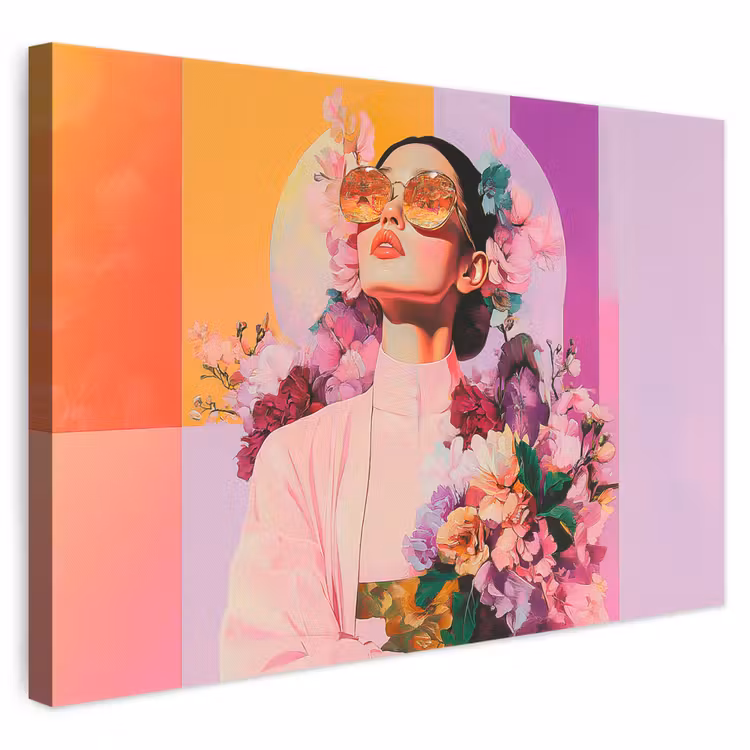 Canvas schilderij - Portret - Vrouw - Abstract - Bloemen — 1