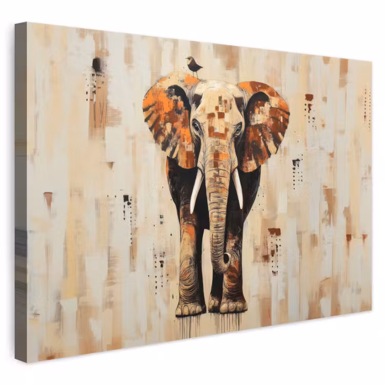Canvas schilderij - Olifant - Slurf - Mozaïek - Abstract — 1