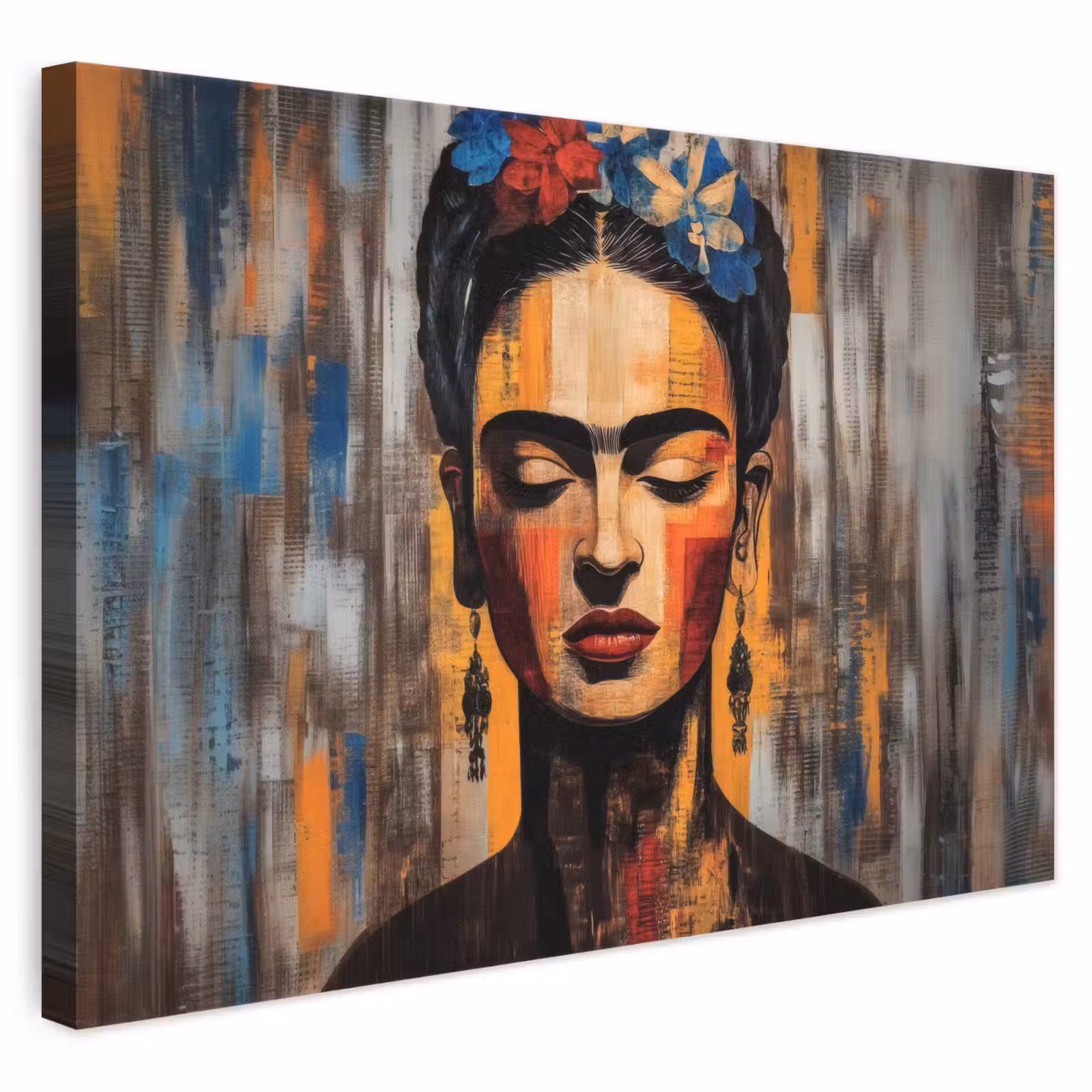 Canvas schilderij - Portret - Vrouw - Bloemen — 1