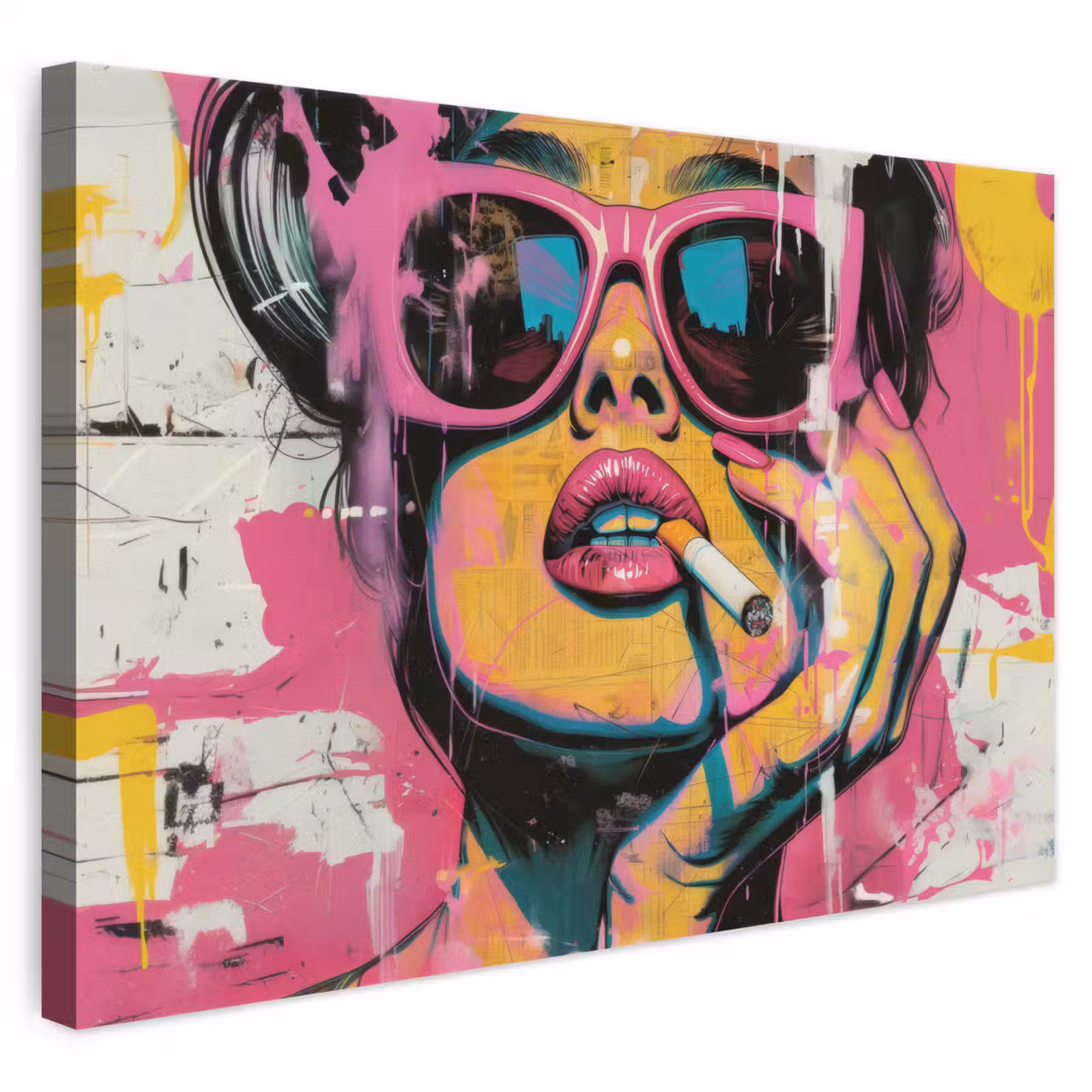 Canvas schilderij - Portret - Vrouw - Abstract - Zonnebril — 1
