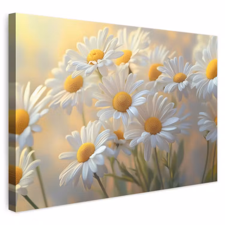 Canvas schilderij - Witte Madeliefjes