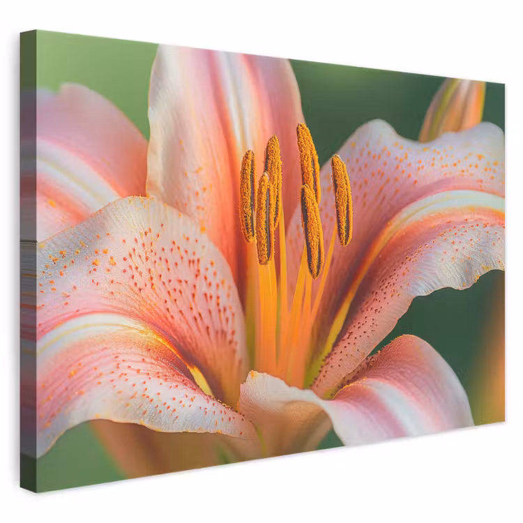 Canvas schilderij - Roze Lelie Close-up