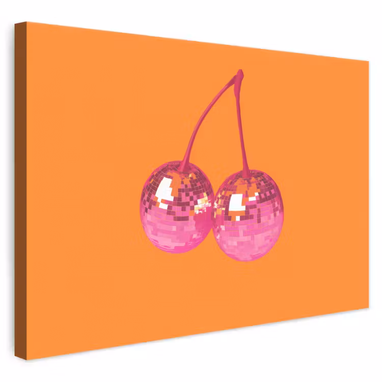 Canvas schilderij - Discoballen - Kers - Spiegels - Roze — 1