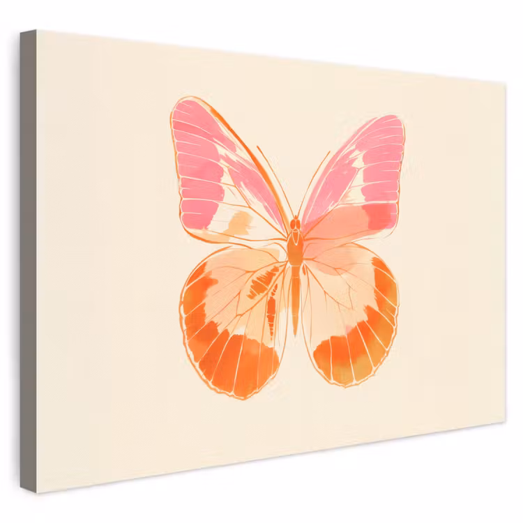 Canvas schilderij - Oranje - Vlinder - Minimalistisch — 1