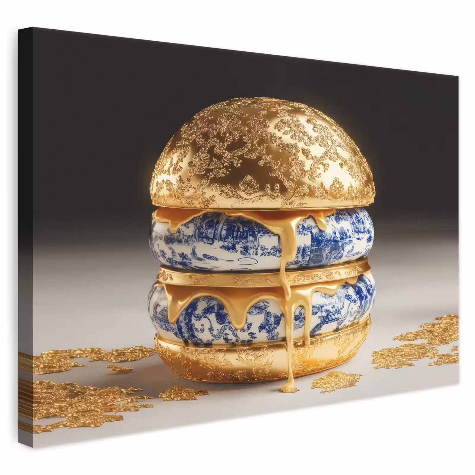 Canvas schilderij - Delftsblauw - Goud - Burger — 1
