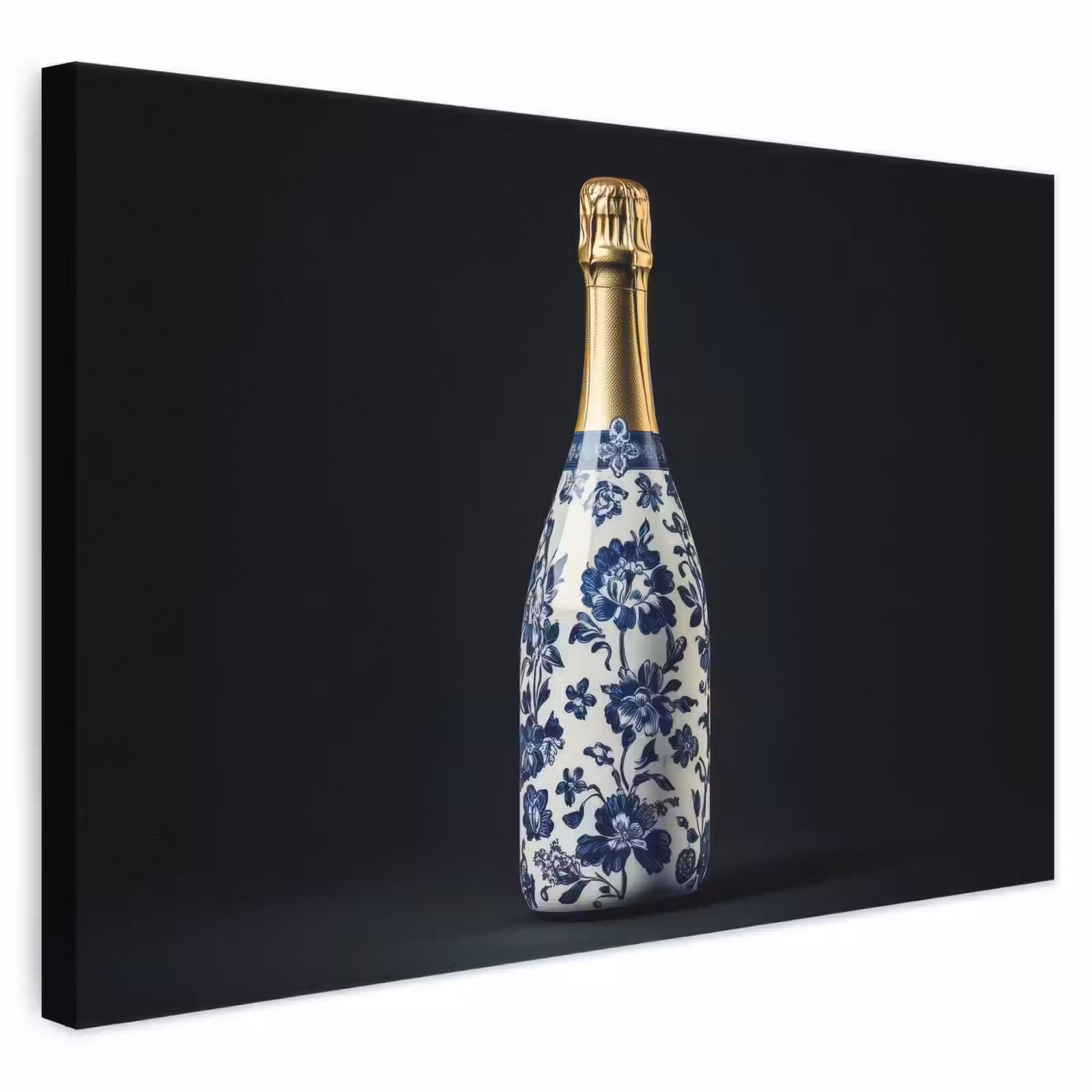 Canvas schilderij - Champagne - Bloemen - Goud - Chique — 1