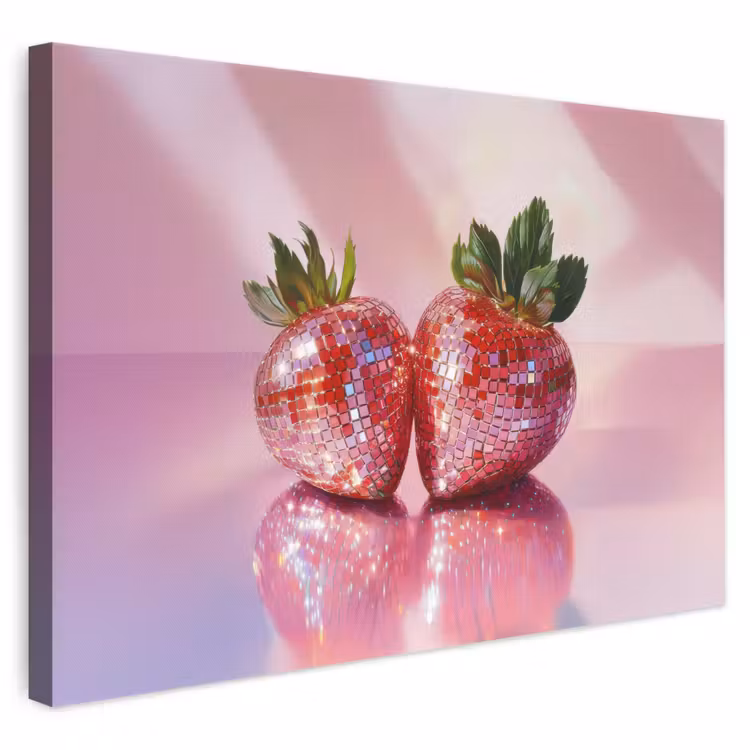 Canvas schilderij - Disco - Fruit - Glitter - Strawberry — 1