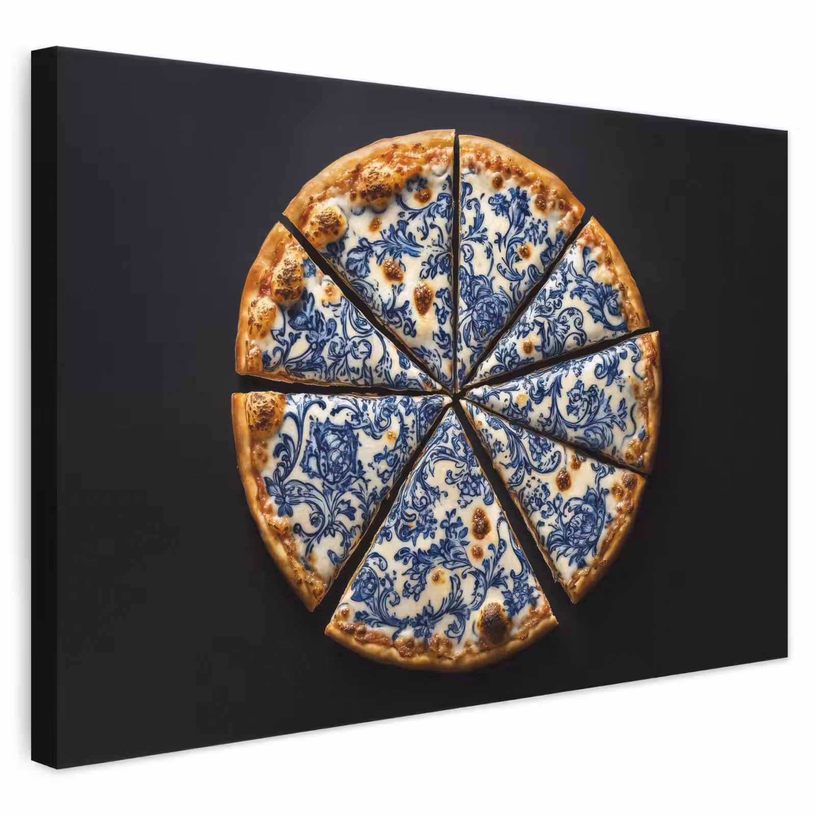 Canvas schilderij - Pizza - Eten - Delftsblauw — 1