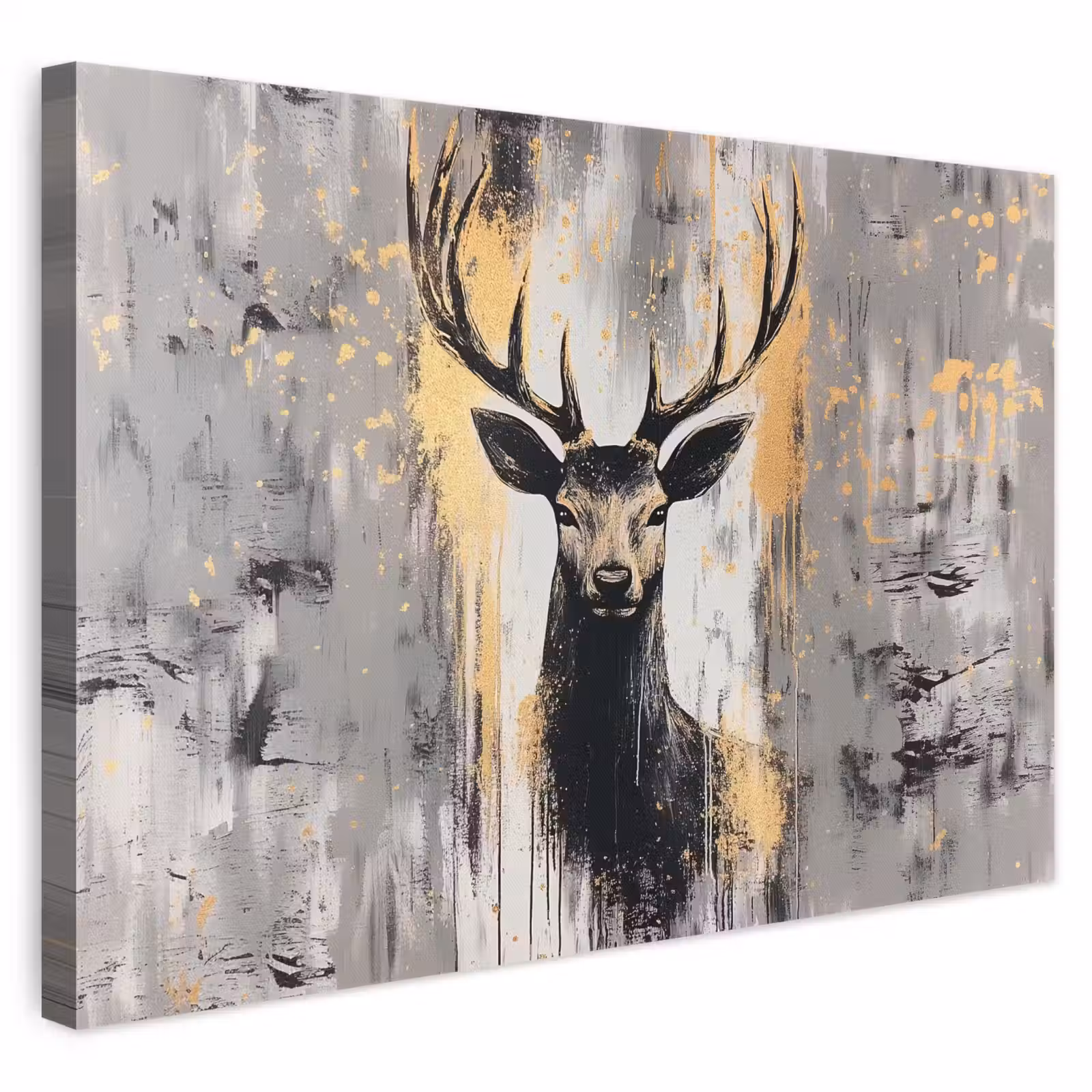 Canvas schilderij - Abstract - Hert - Gewei - Goud — 1