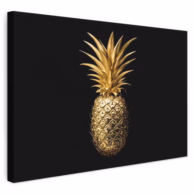 Canvas schilderij - Ananas - Zwart - Goud - Luxe — 1