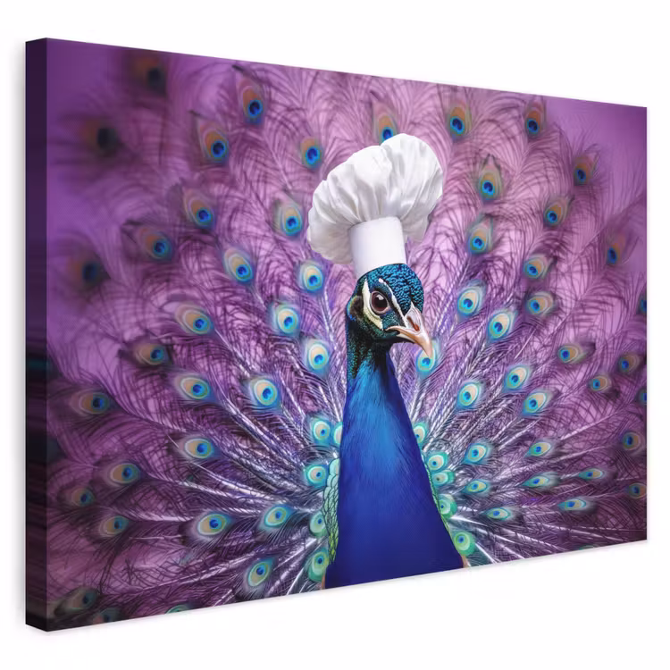 Canvas schilderij - Pauw - Koksmuts - Cool - Paars — 1